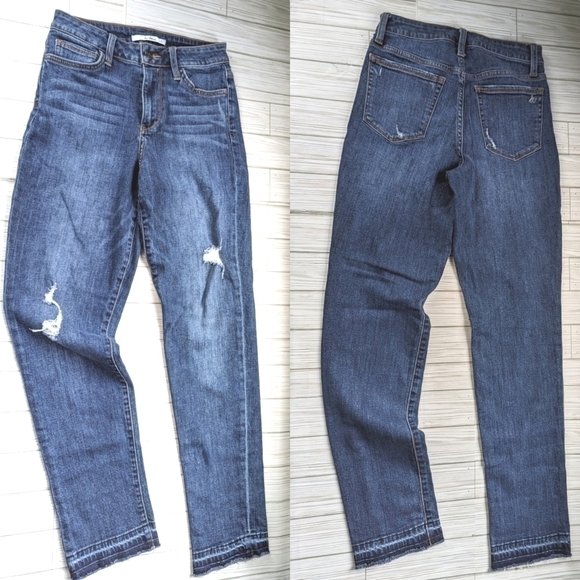 Sam Edelman Mary Jane Distressed Hoh Rise Straight Jean in Dark Wash Size 26 - Picture 2 of 9